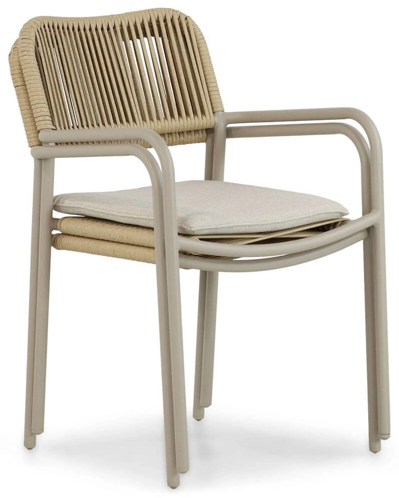 Tuinstoel stapelbaar Aluminium/rope Taupe-naturel-bruin Coco Penya