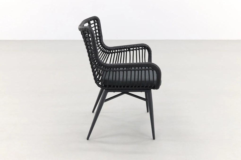 Jasmine Black/Rome 4-persoons dining tuinset 170x100 cm. - Grey teak