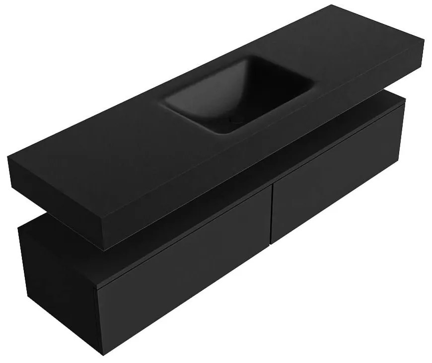 Zaro Alan badmeubel 160cm urban 2 lades met vrijhangende wastafel cloud midden zonder kraangat urban