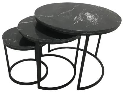 Salontafel Carmen Marble Black Set of 3  54,0 cm - Marmer - Giga Meubel - Industrieel & robuust