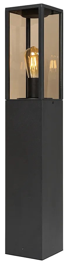 Buitenlamp zwart met smoke glas met grondpin en kabelmof 80cm IP44 - Charlois