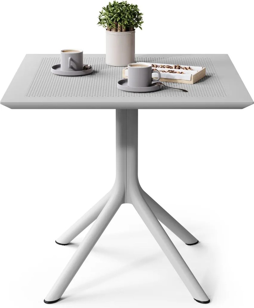 FLAVIO 80x80 Lichtgrijs (asgrijs) - MODERNE VIERKANTEN TUINTAFEL (voor keuken, café, tuin)