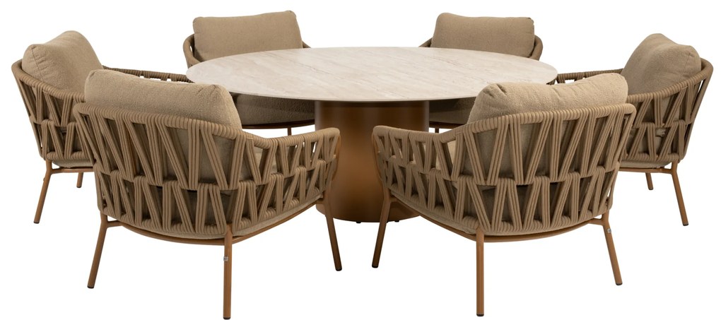 Colorado Biarritz low dining tuinset 160xH69 cm rond 7 delig keramiek amber 4 Seasons Outdoor