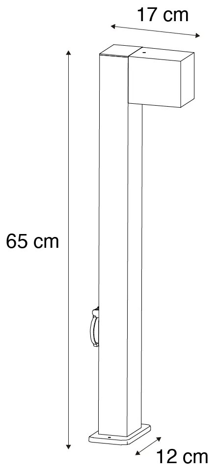 Buitenlamp zwart met grondpin en kabelmof 65cm incl. stopcontact IP44 - Baleno