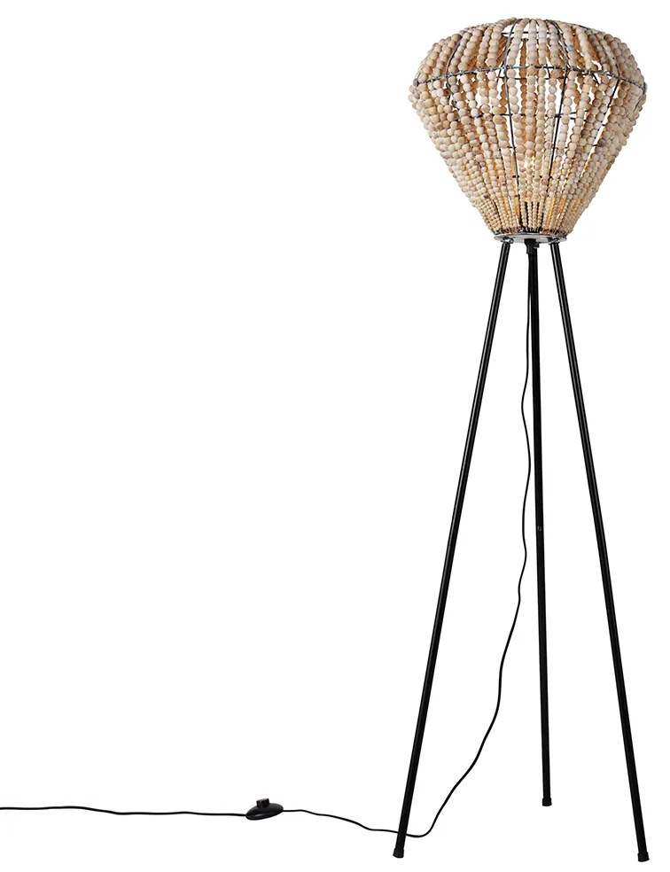 Oosterse vloerlamp beige met kralen - Moti