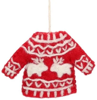Kersthanger, trui met rendieren, vilt