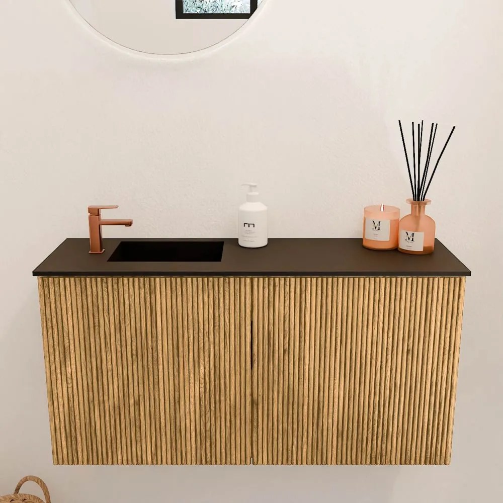 Mondiaz Joya 80cm toiletmeubel oak met wastafel faye links 1 kraangat urban