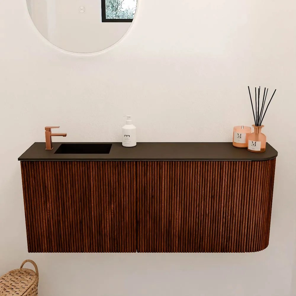 Mondiaz Joya 100cm toiletmeubel ronding rechts ruby met wastafel faye links 1 kraangat urban