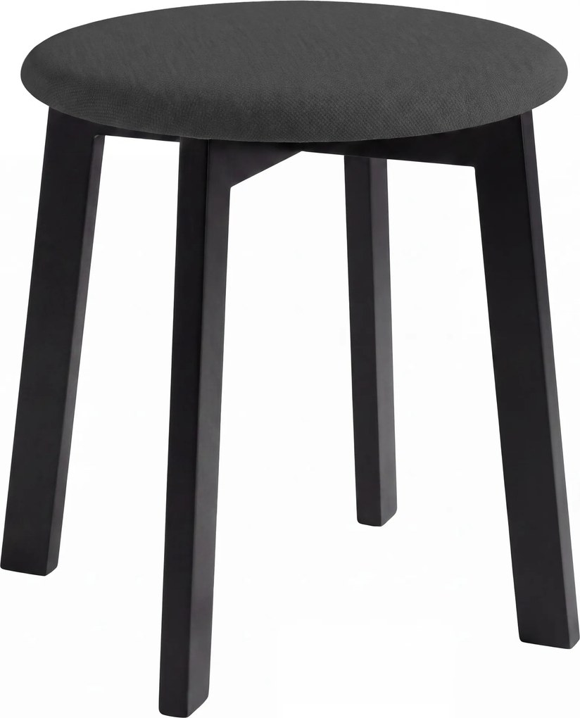 Mazzoni ZOI Zwart (stof Storm 100)/zwart beuken onderstel - RONDE GESTOFFEERDE KRUK VOOR KEUKEN/WOONKAMER