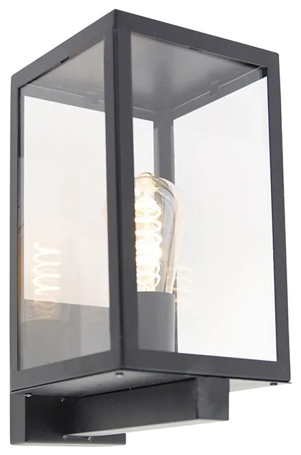 Moderne buiten wandlamp zwart met glas 30 cm - Rotterdam