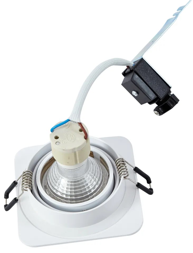 Set van 6 afgeronde inbouwspots wit GU10 50mm draai- en kantelbaar IP44 - Alberto