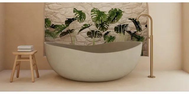 Ideavit Idea.sense vrijstaande badkuip - 160x97.5x58cm - incl. pup-up afvoer - beton D1 290337-D1