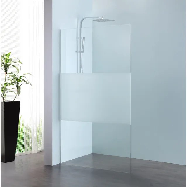 Royal Plaza Parri walk-in 100x200cm zilver profiel en deel matglas met clean coating 23785