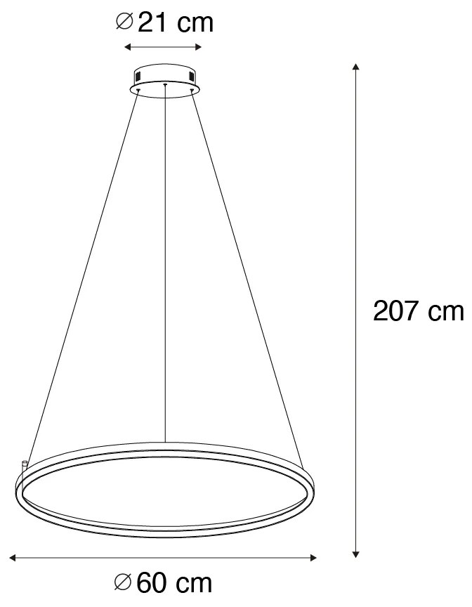Hanglamp brons 60 cm incl. LED 3-staps dimbaar - Girello Design rond Binnenverlichting Lamp
