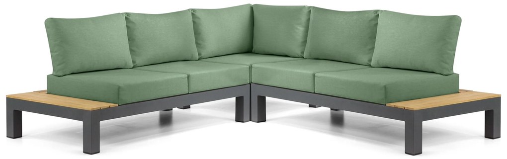 Loungeset 5 personen Aluminium/Teak Grijs Lifestyle Garden Furniture Vittoria