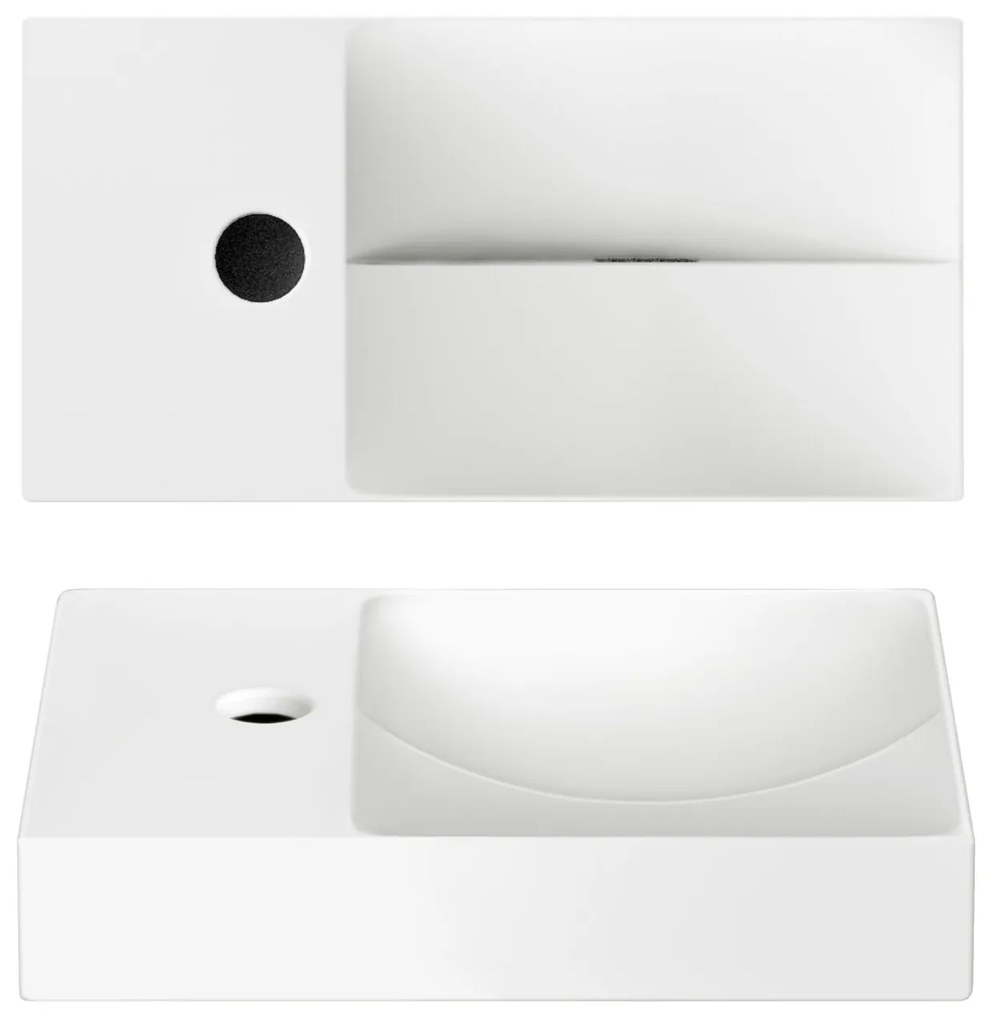 Clou Vale keramische fontein 38cm met kraangat links wit mat
