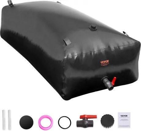 VEVOR 1000L/264 Gallon wateropslagzak, RV-watertank, 1000D PVC opvouwbare wateropslagcontainer, grote zachtwaterzak, draagbare waterzak, brandpreventie, kamperen, noodgevallen