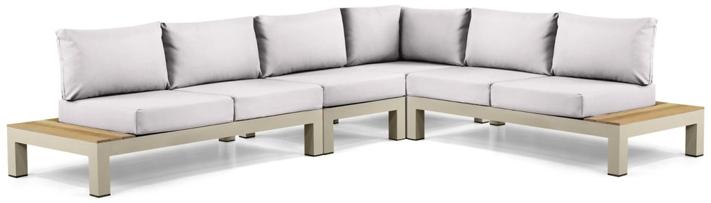 Loungeset 6 personen Aluminium/Teak Taupe Lifestyle Garden Furniture Vittoria