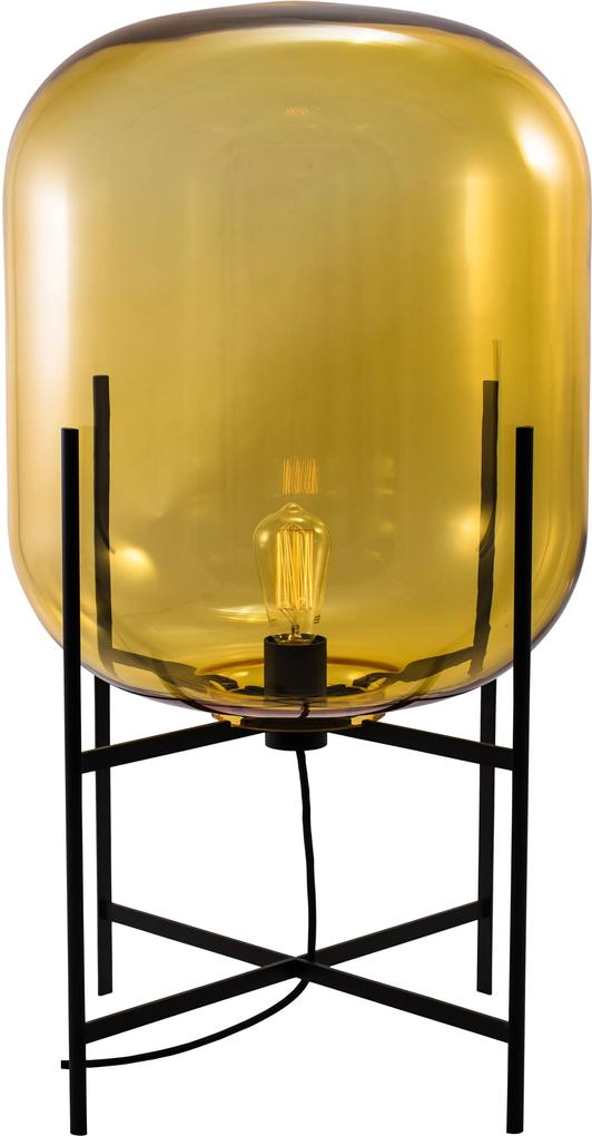 Pulpo Oda medium vloerlamp zwart met amber glas