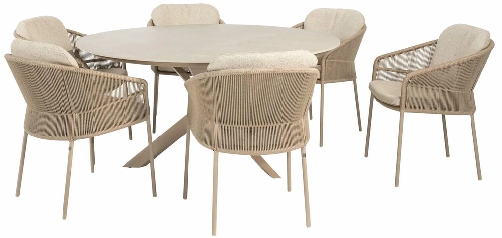 Taste by 4 Seasons Florence tuinset latte met prado tafel keramiek 160 cm Tuinstoel taupe weerbestendig