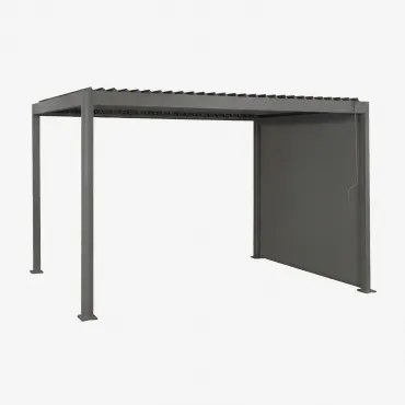 Bioclimatische Aluminium Pergola Met Lamellen En Zijscherm Druvia Grijs – Grafiet & Pergola Van 3x4 M Met 1 Zonnescherm Van 3 M - Sklum