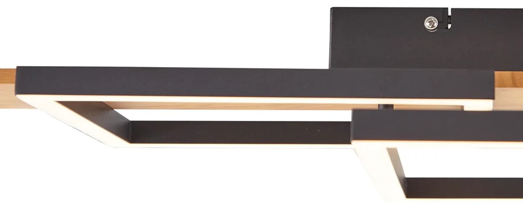 Design plafondlamp zwart vierkant incl. LED 3-staps dimbaar - Nimue