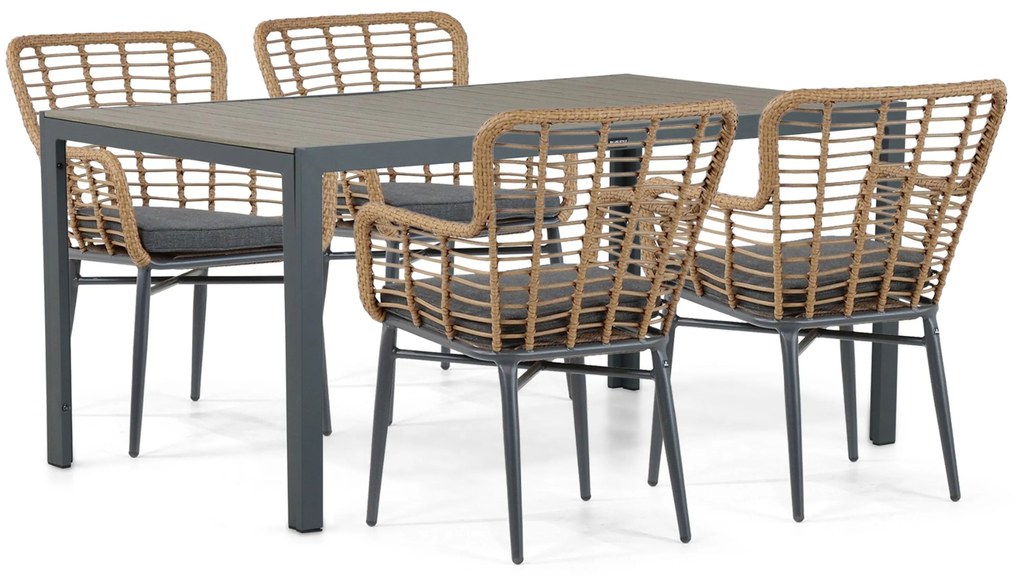 Tuinset 4 personen 160 cm Aluminium/Wicker Taupe De Laan Projects