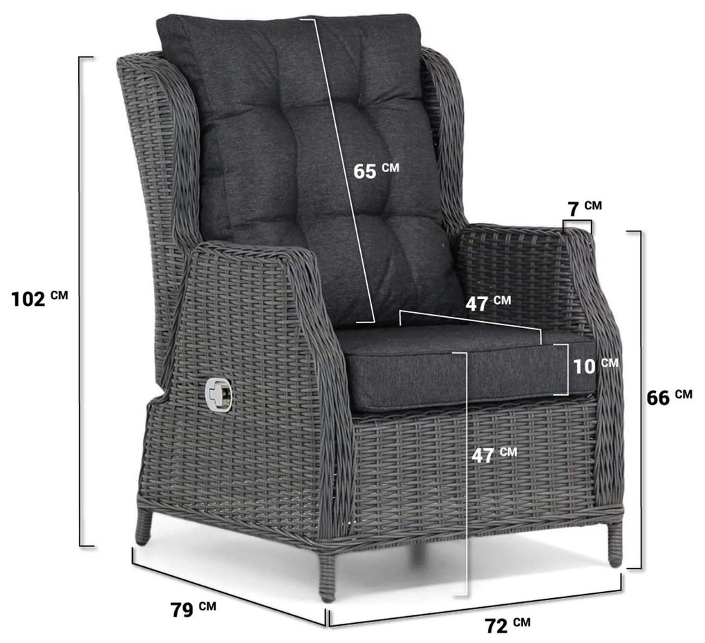 Bistroset 1 persoon Wicker Zwart Garden Collections Chicago