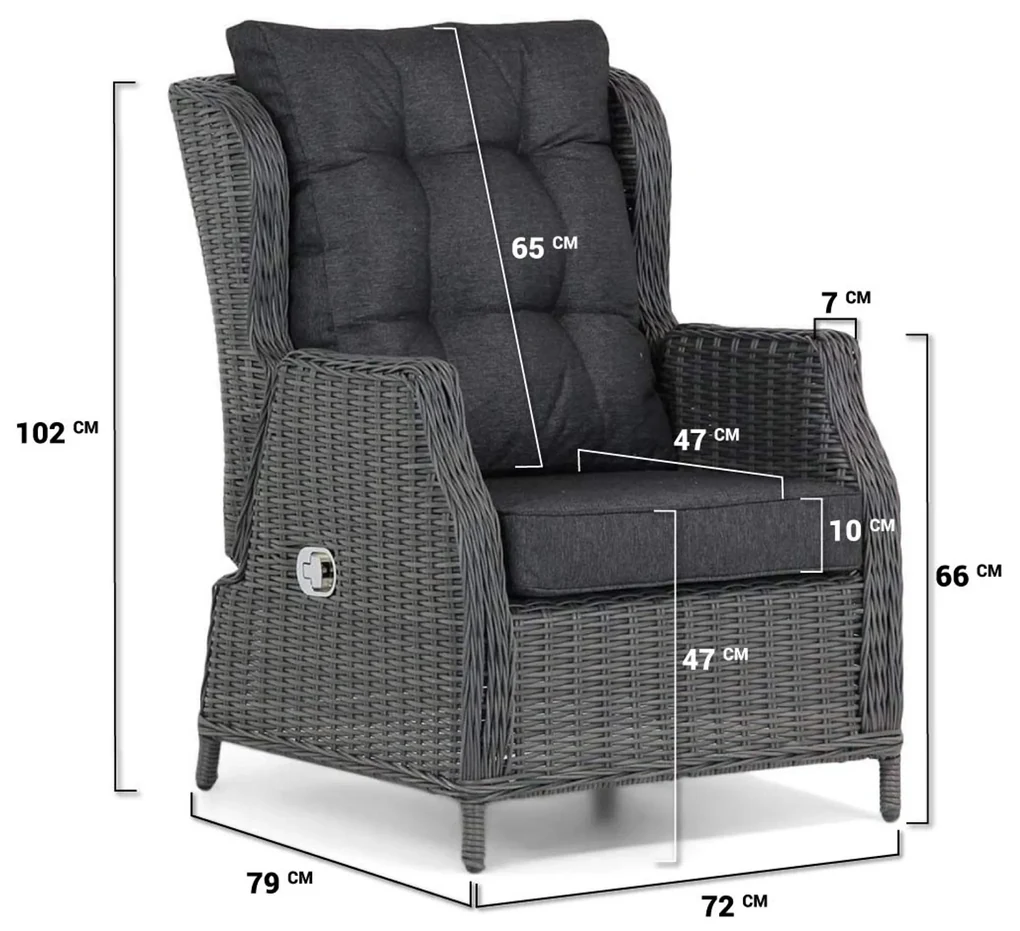 Bistroset 2 personen Wicker Zwart Garden Collections Chicago