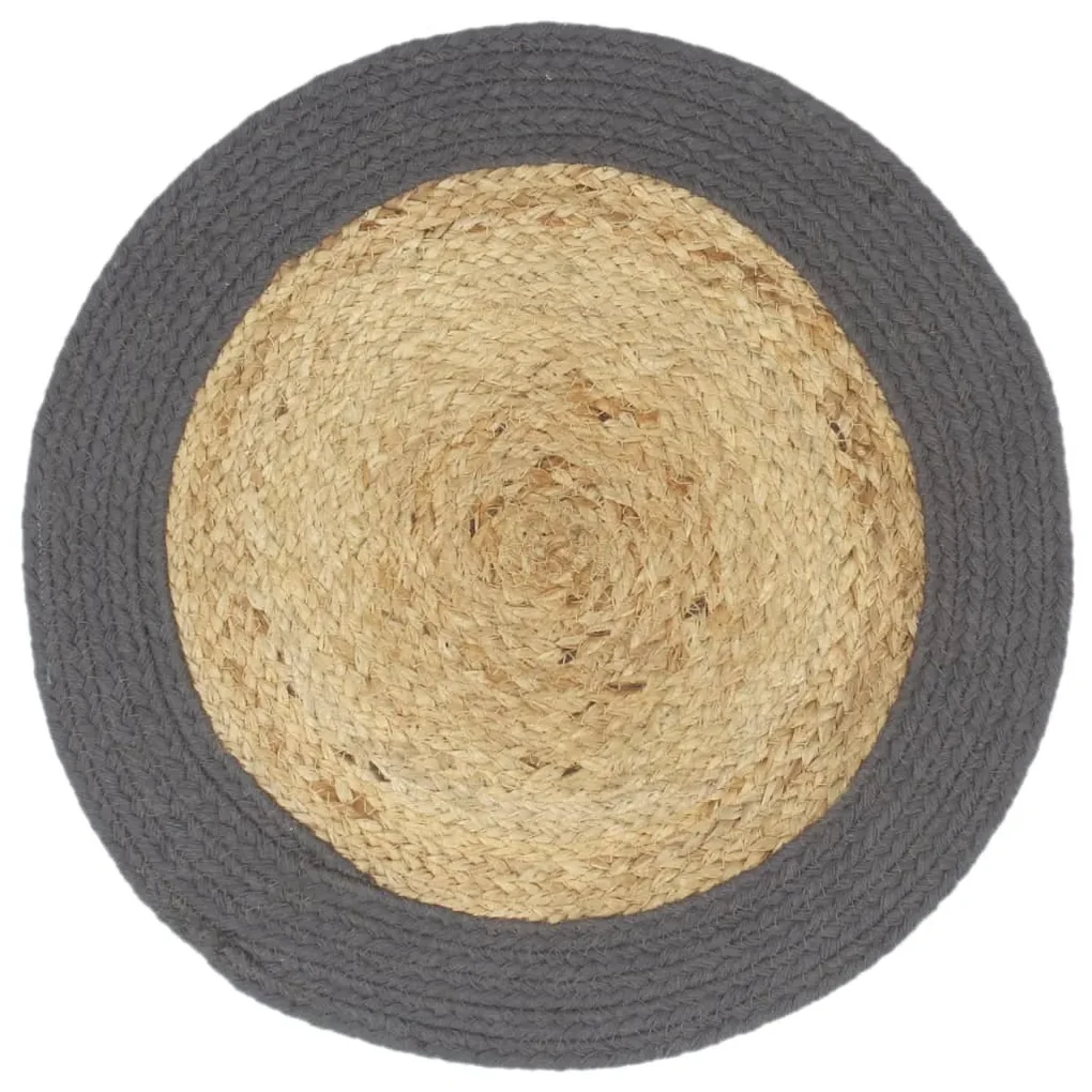 vidaXL Placemats 6 st 38 cm jute en katoen natuurlijk en antraciet