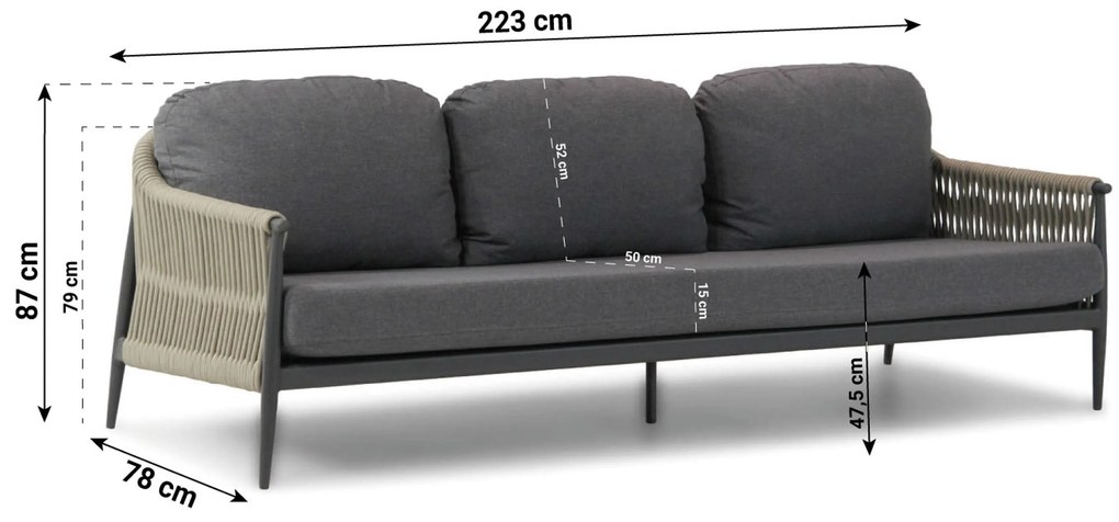 Stoel en Bank Loungeset 5 personen Rope Naturel teak Coco Lucia/Pacific