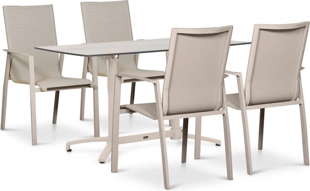 Tuinset 4 personen 140 cm Aluminium Zand/Beige Lifestyle Garden Furniture Ultimate/Marano