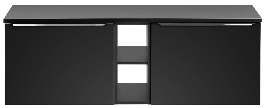 Comad Santa Fe Black badkamermeubel 140cm met open kast en toppaneel zwart mat