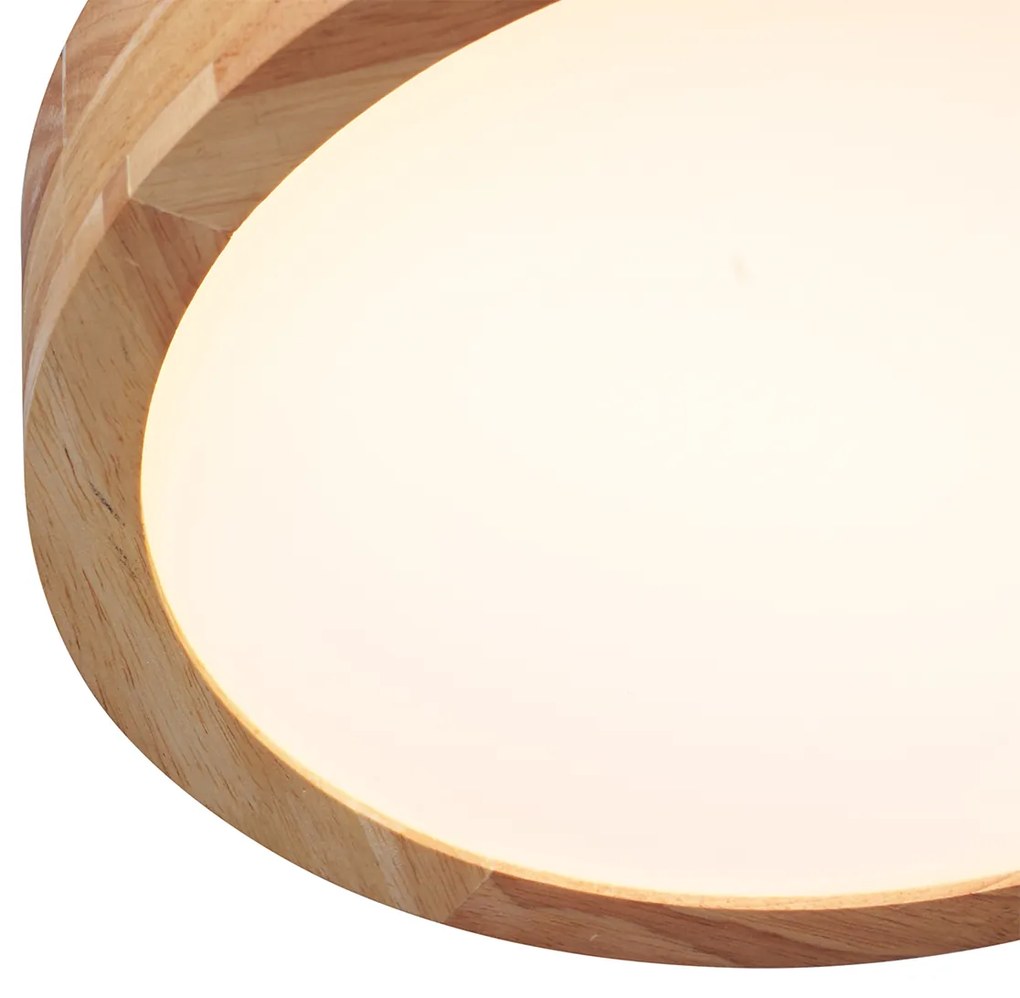 Scandinavische plafondlamp hout 30cm incl. LED dimbaar - PeckerScandinavisch Scandinavisch rond Binnenverlichting Lamp