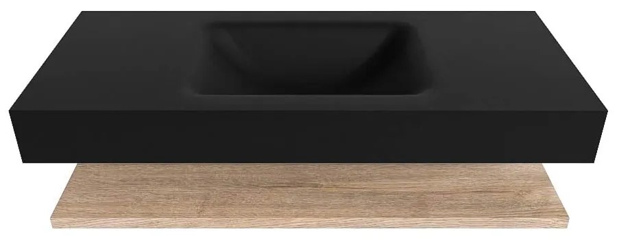 Zaro Alan badmeubel 110cm met planchet washed oak en vrijhangende wastafel cloud midden 1 kraangat urban