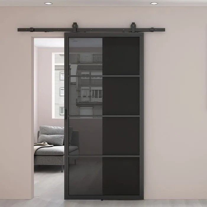 Maatwerk Stalen Schuifdeur -  Wide Rookglas Glas - Tan - Incl. Rails