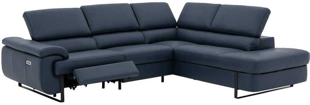 Goossens Excellent Relaxbank Lorenzo Met Verstelbare Hoofdsteunen blauw, leer, modern design