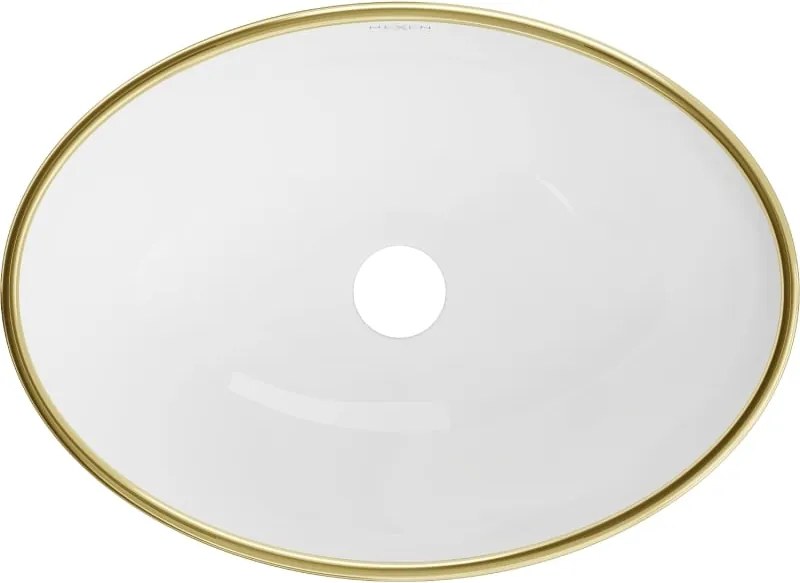 Mexen Elza opzetwastafel 40 x 33 cm, wit/goud ruitpatroon - 21014009