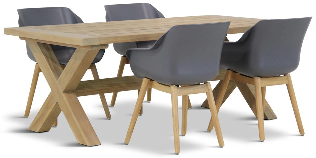 Tuinset 4 personen 200 cm Kunststof Grijs Hartman Sophie