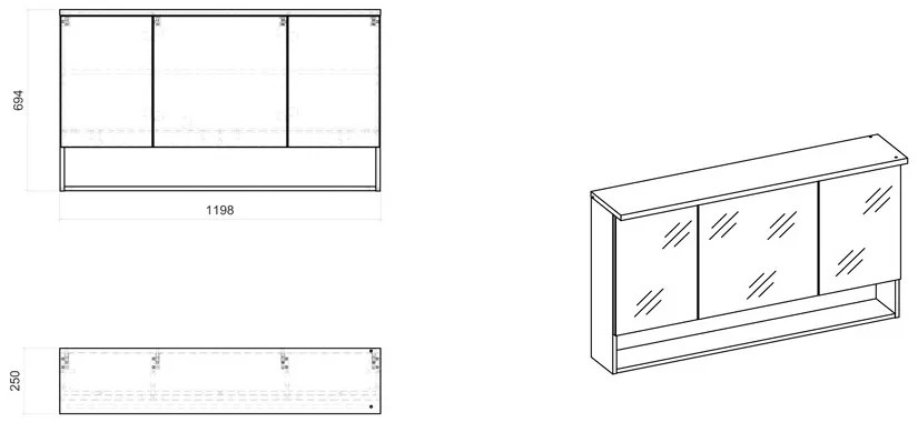 Comad Bahama White 843 FSC spiegelkast 120cm wit