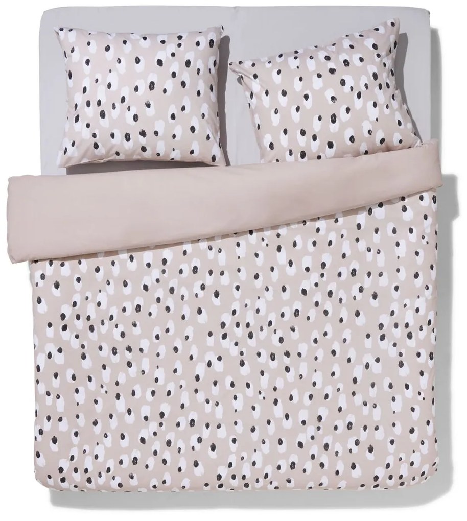 HEMA Dekbedovertrek 200x200/220 Zacht Katoen Beige Met Vegen (taupe)
