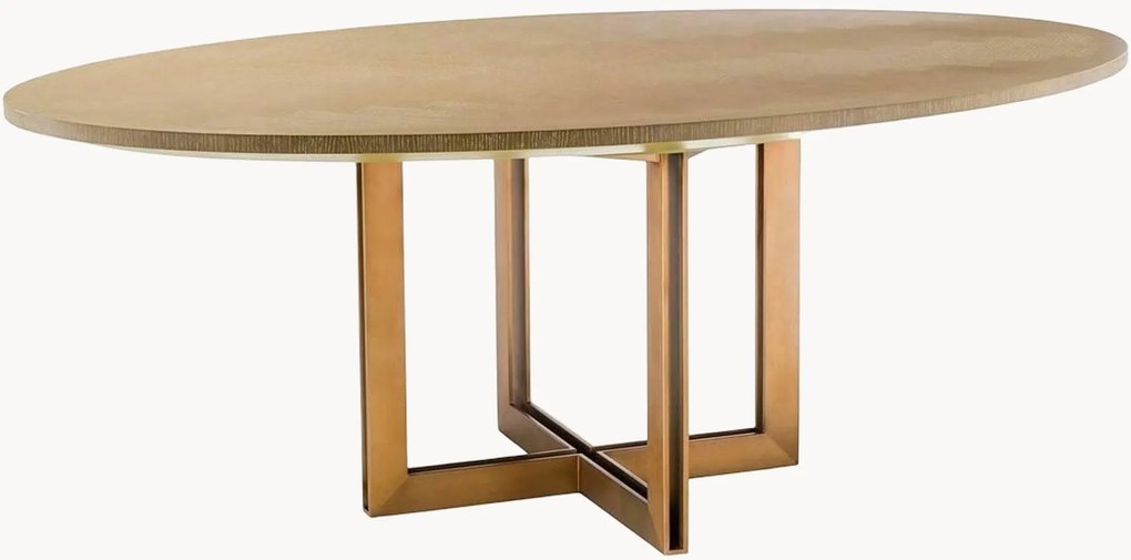 Ovale eettafel Melchior met houten tafelblad, 200 x 120 cm