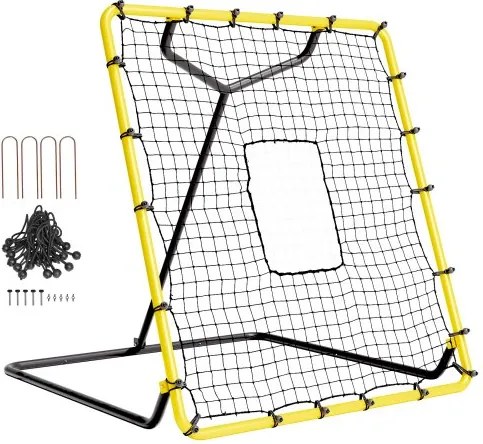 VEVOR Baseball en Softball Rebounder Net, 4 x 4,5 voet PitchBack Baseball Nest voor Pitching en Fielding Training, Pitch Return Trainer Rebound Net met Pitching Target, 4 Verstelbare Hoeken
