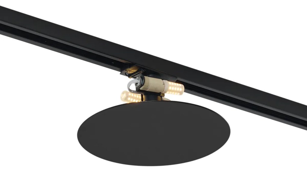 Moderne plafondlamp zwart voor railsysteem 1-fase 2-lichts - Iconic Pulley
