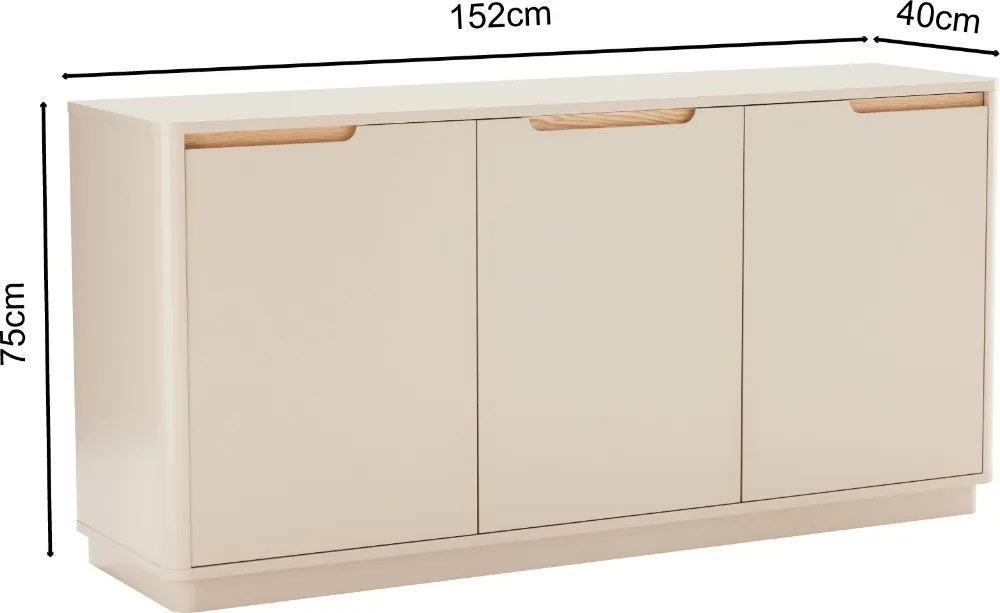 Mat Dressoir Grijsbeige 152 Cm - 152x40x75cm.