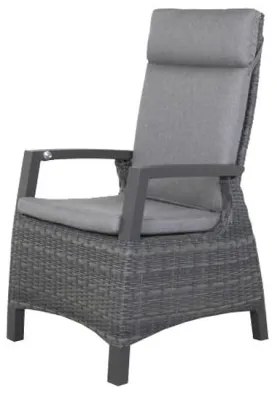 Darwin/Kings 6-persoons wicker verstelbare tuinset 220x100 cm. - Antraciet/Houtlook