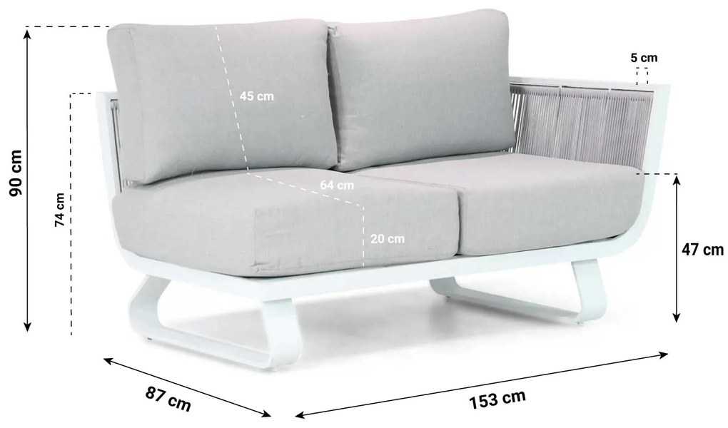 Hoek loungeset 5 personen Aluminium/rope Wit  Santika Furniture Santika Corniche