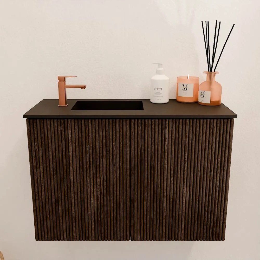 Mondiaz Joya 60cm toiletmeubel walnut met wastafel faye links 1 kraangat urban
