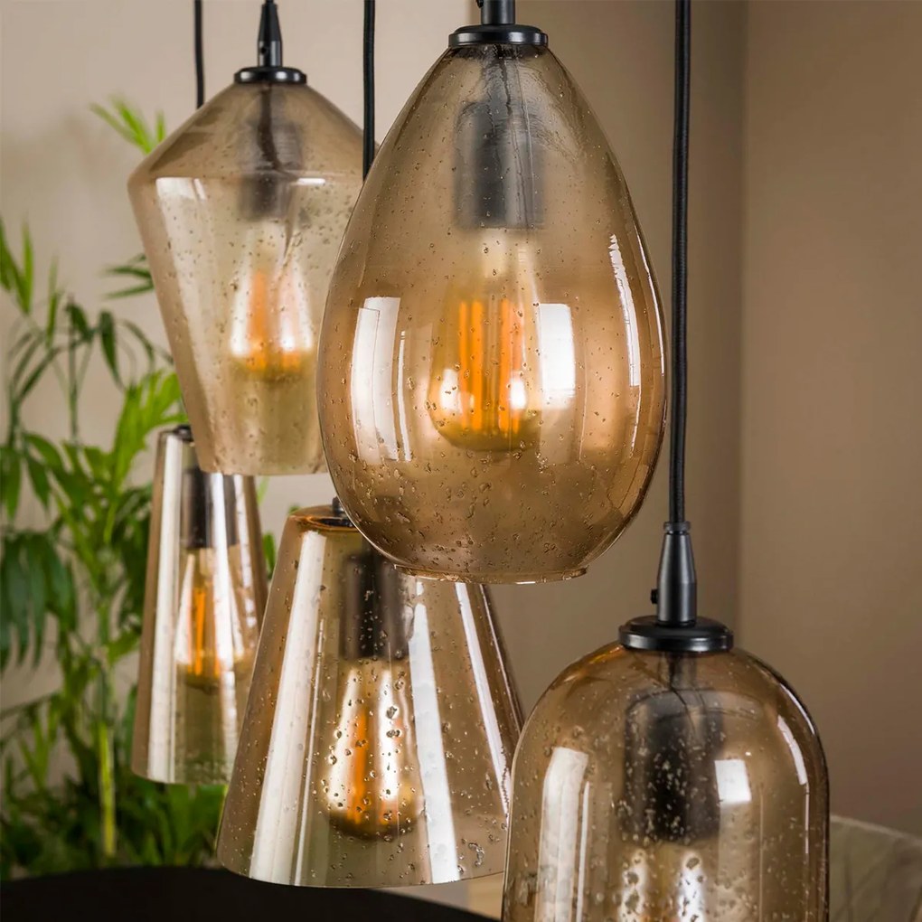 Luxe Hanglamp Met 5 Glazen Kappen