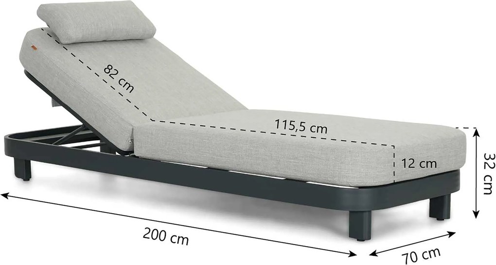 Santika Furniture Santika Nanda Ligbed Aluminium Grijs